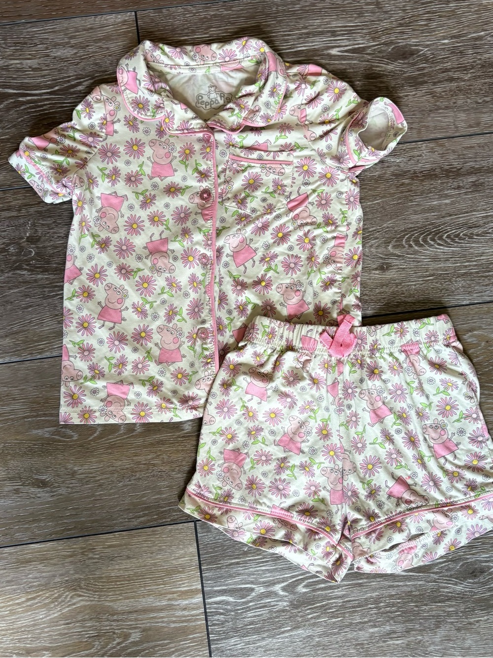 Peppa Pig Pink and White Floral Short Sleeve Pajama Set
